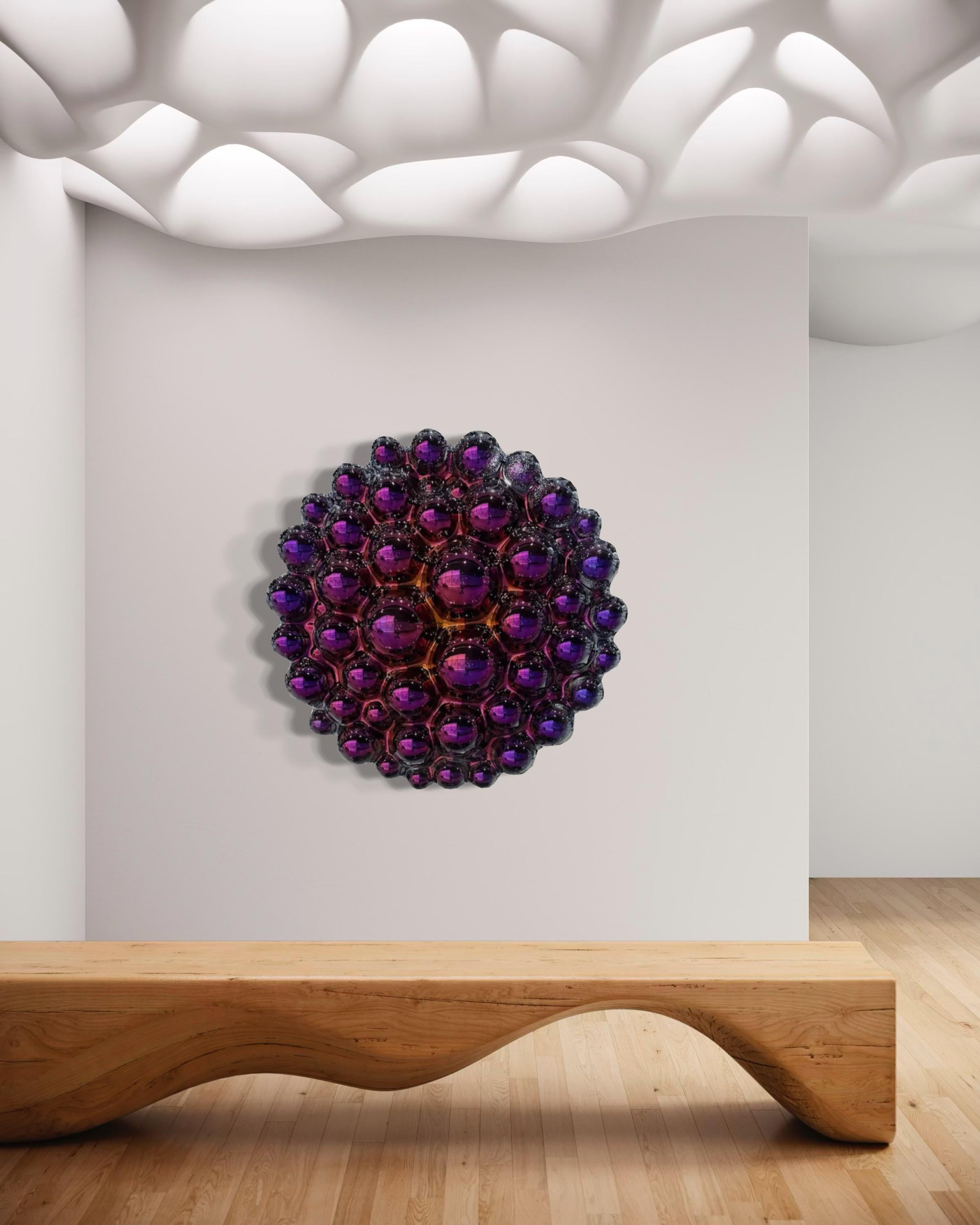 Zeitgenössische Wandskulptur Bubbles Lila im Angebot 6