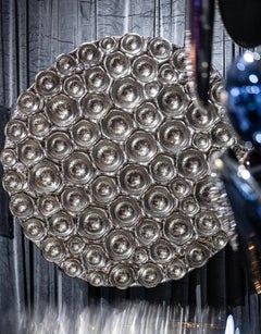 Modern Glass Wall Sculpture: Bubbles in Reverse Silver, 2010+