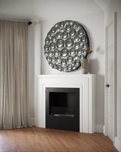 Modern Glass Wall Sculpture: Bubbles in Reverse Silver, 2010+