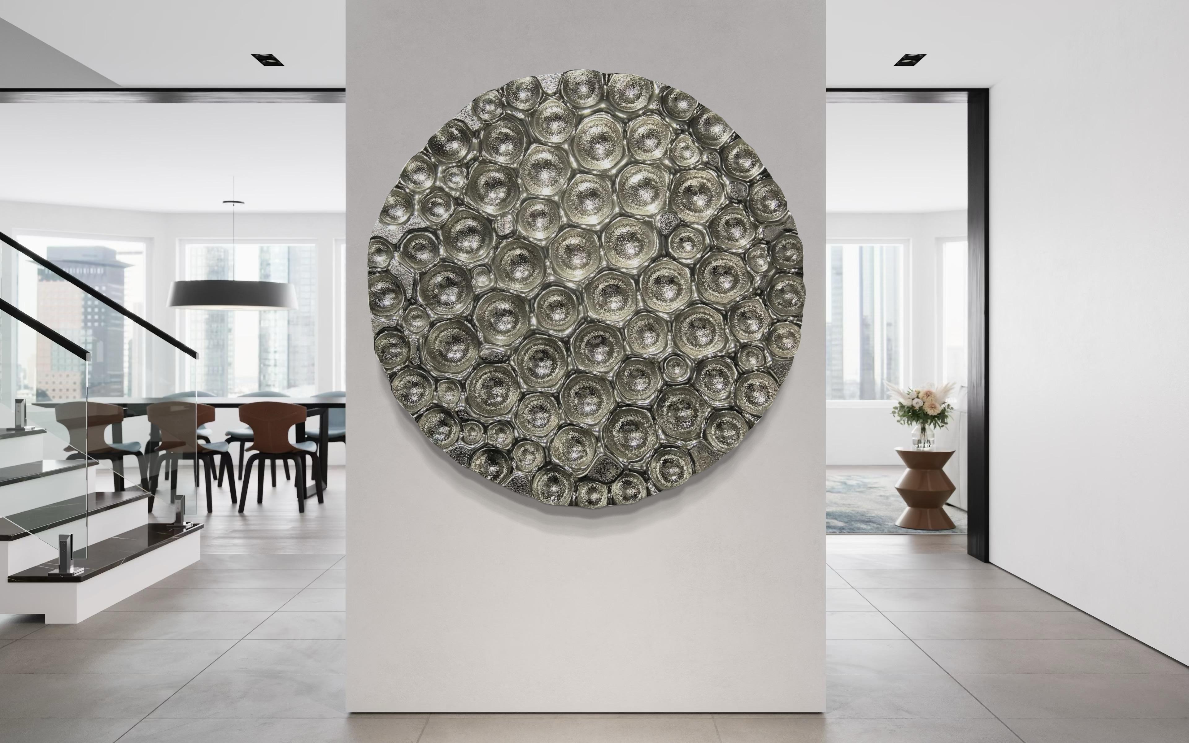 Zeitgenössische Wandskulptur Bubbles Reverse Silver (Moderne) im Angebot