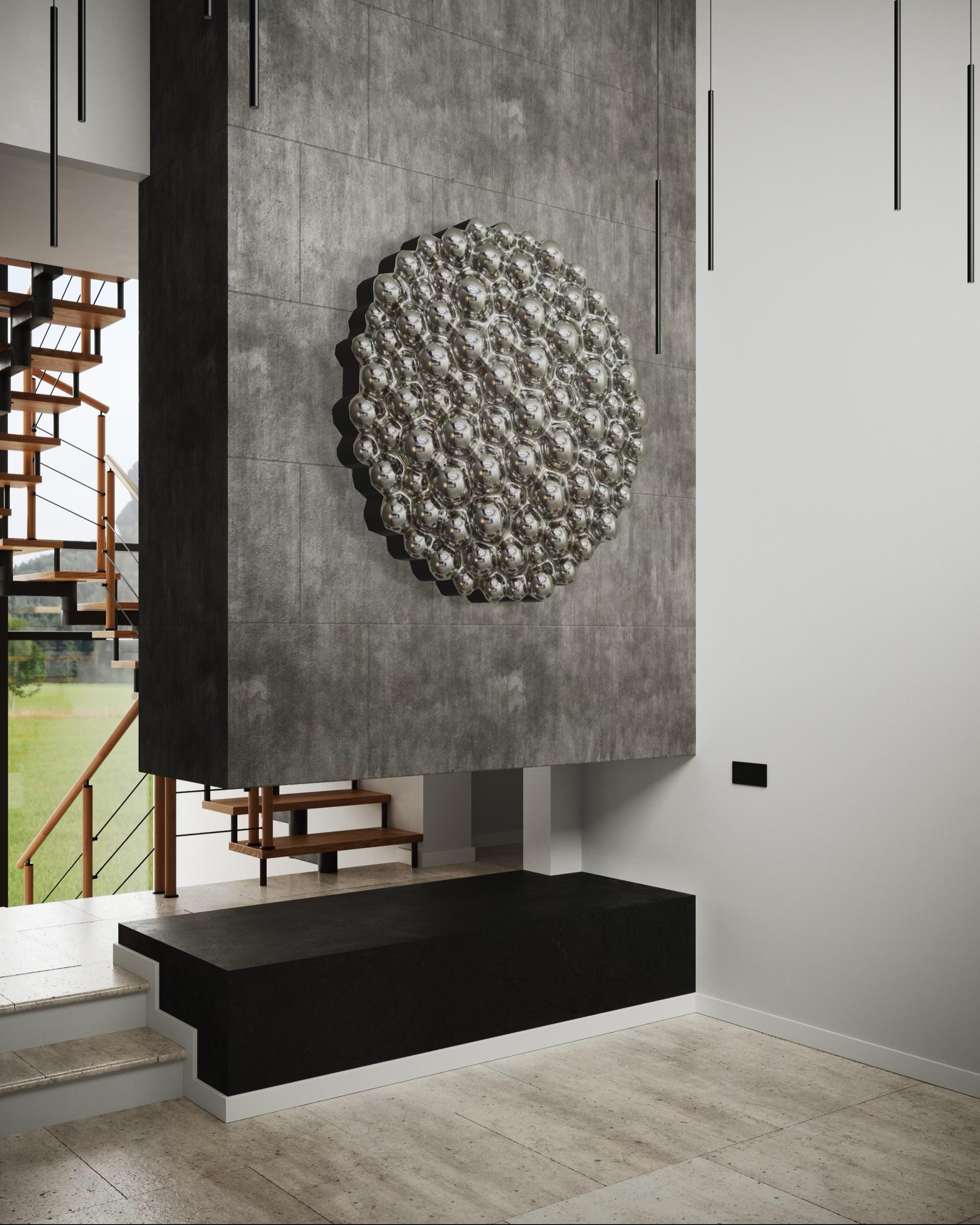 Zeitgenössische Wandskulptur Bubbles Reverse Silver (Handgefertigt) im Angebot