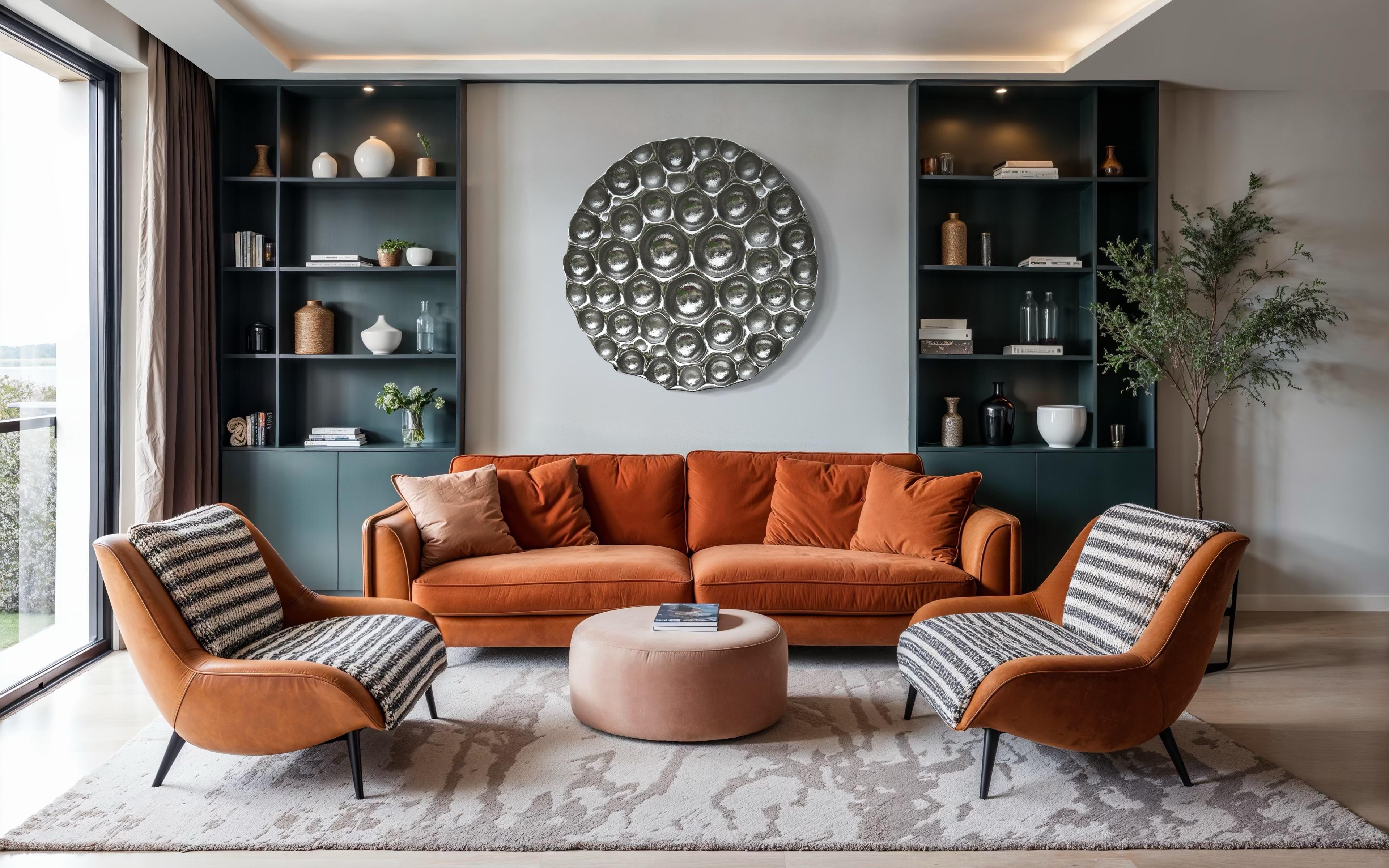 Zeitgenössische Wandskulptur Bubbles Reverse Silver (Handgefertigt) im Angebot