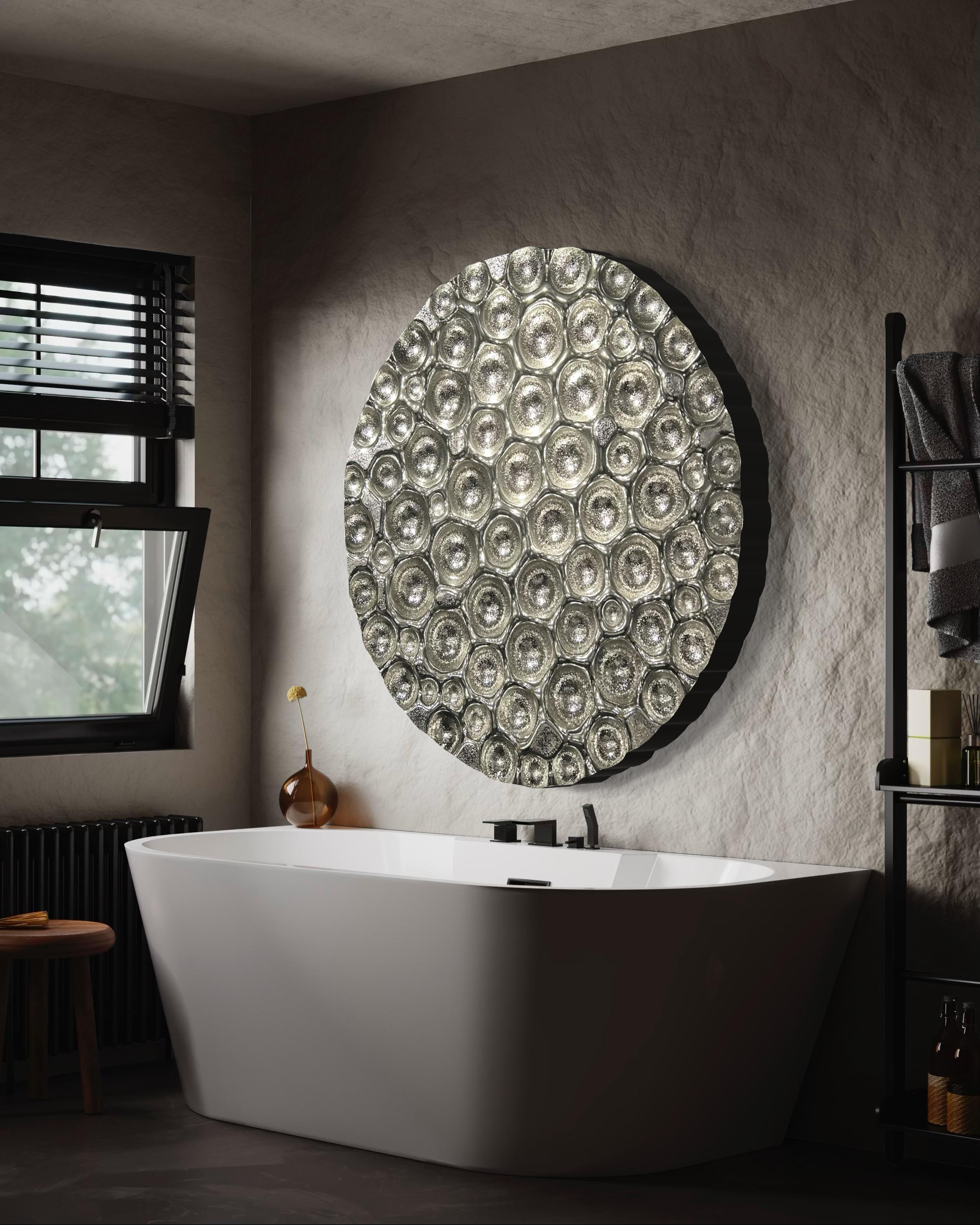 Zeitgenössische Wandskulptur Bubbles Reverse Silver im Zustand „Neu“ im Angebot in West Hollywood, CA