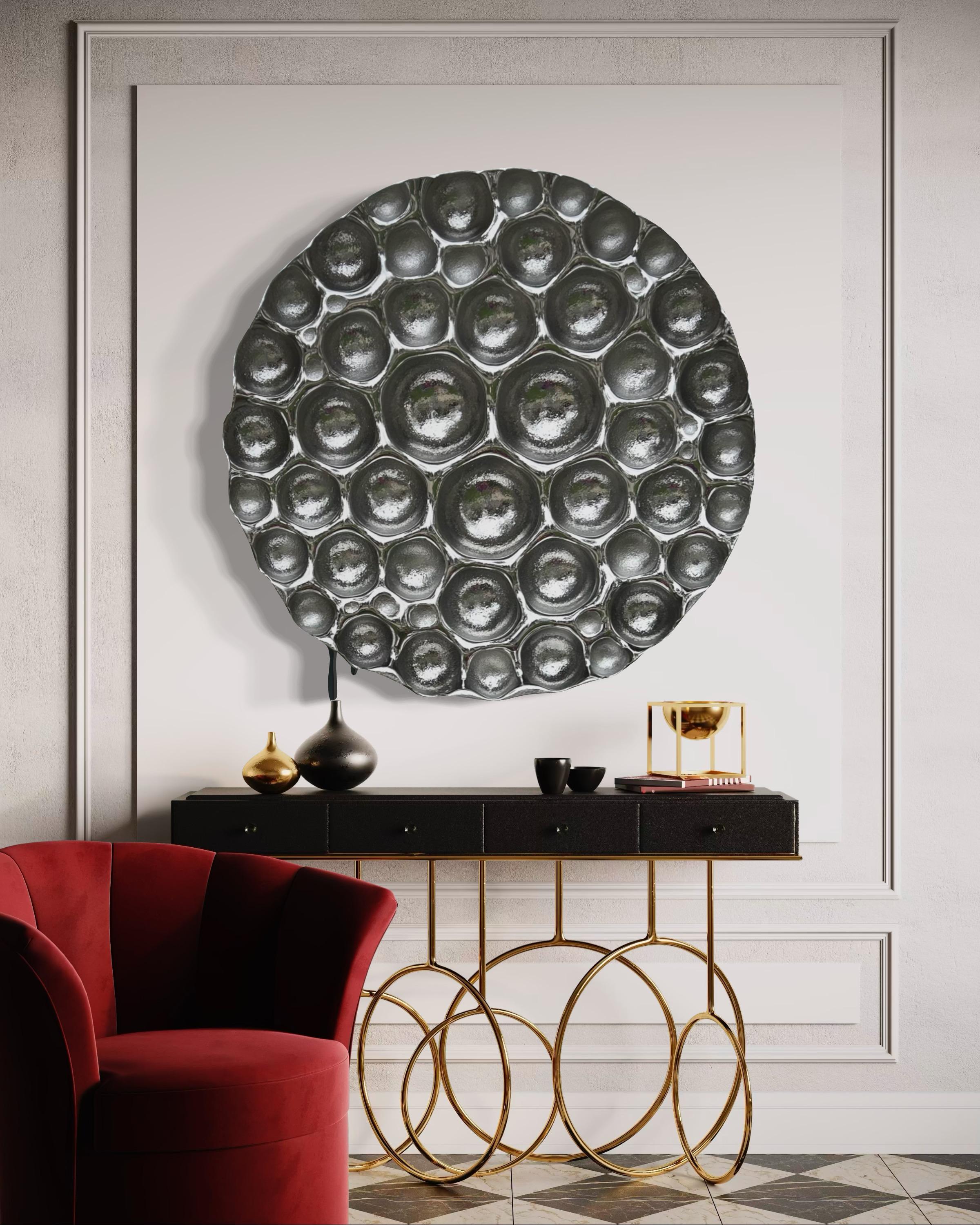 Zeitgenössische Wandskulptur Bubbles Reverse Silver im Zustand „Neu“ im Angebot in West Hollywood, CA