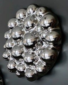 Escultura contemporánea de pared Burbujas Plata