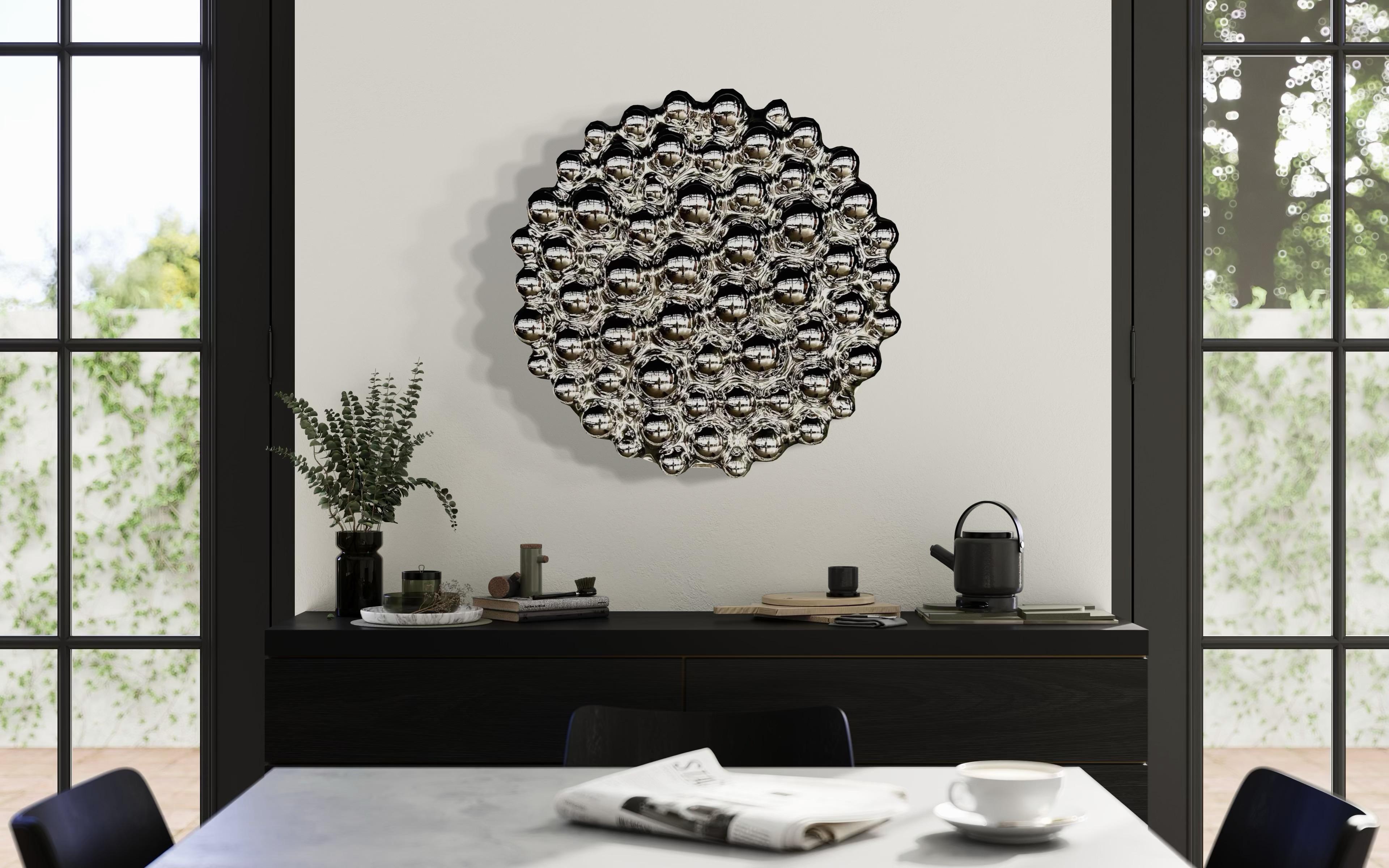 Zeitgenössische Wandskulptur Bubbles Silver (Moderne) im Angebot