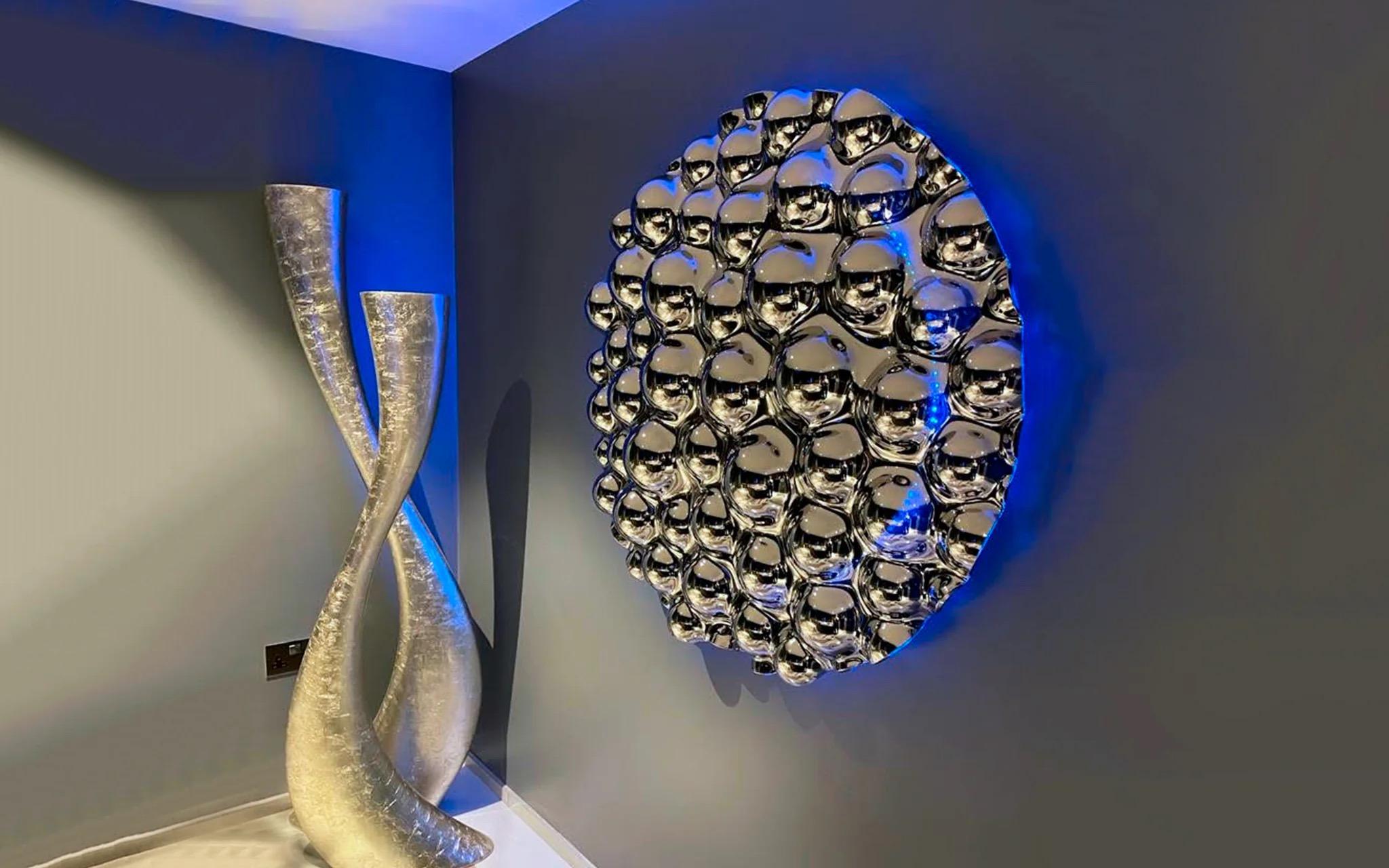 Ukrainien Sculpture murale contemporaine Bulles Silver en vente