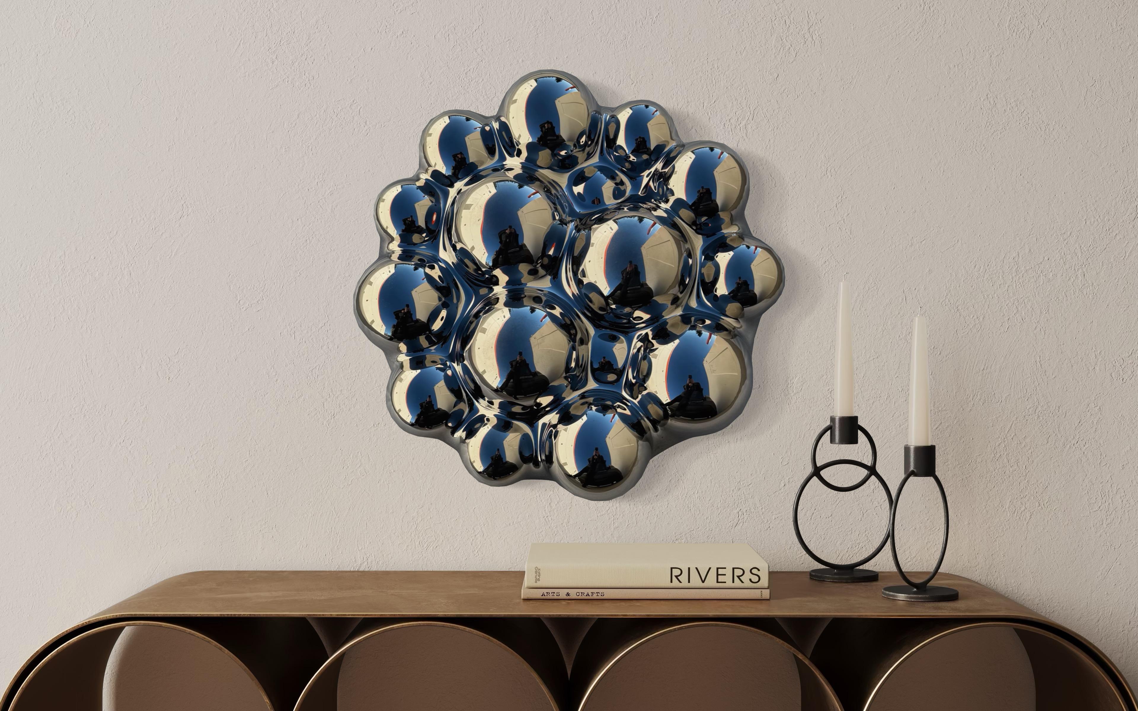 Zeitgenössische Wandskulptur Bubbles Silver (Handgefertigt) im Angebot