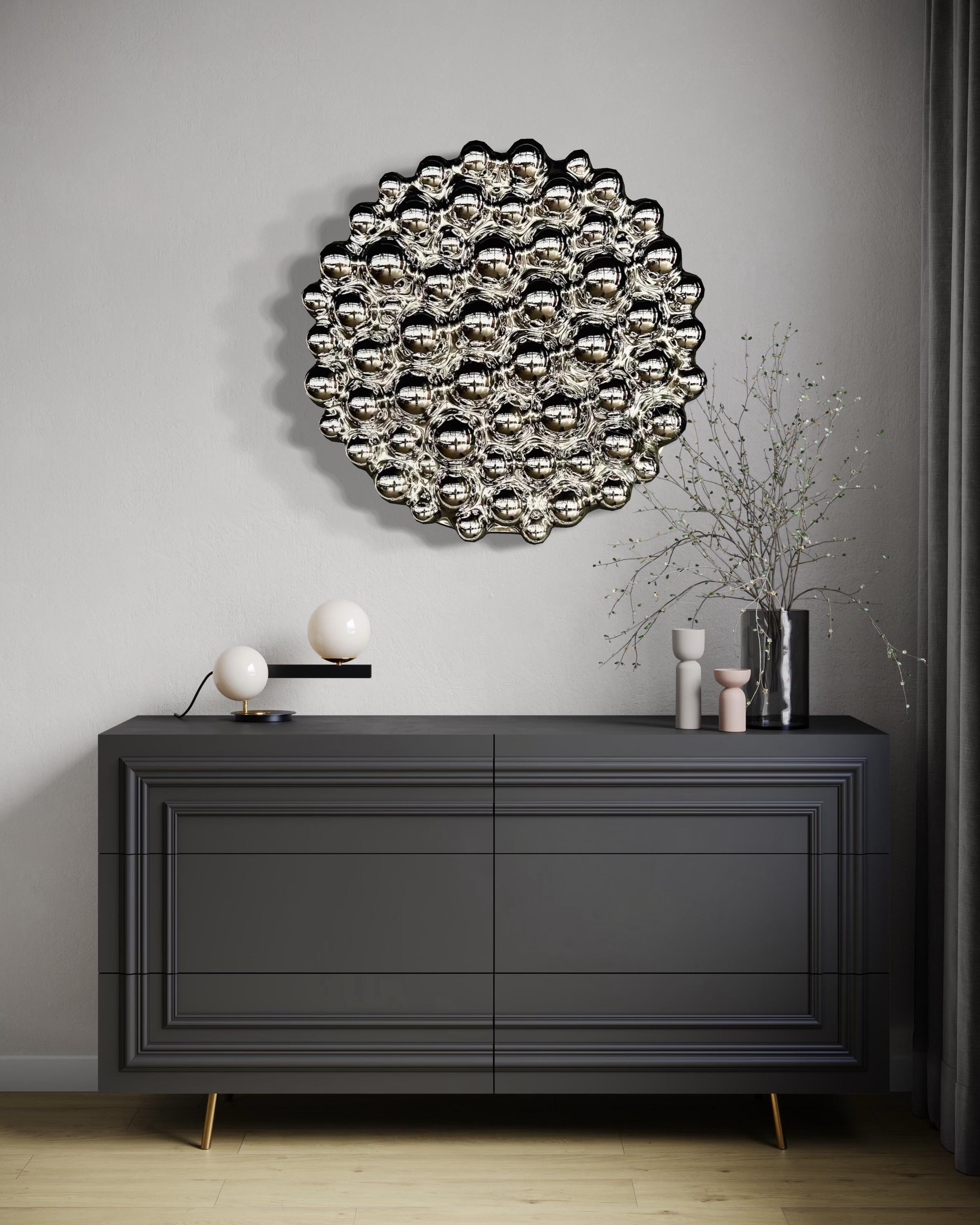 Zeitgenössische Wandskulptur Bubbles Silver (Glas) im Angebot