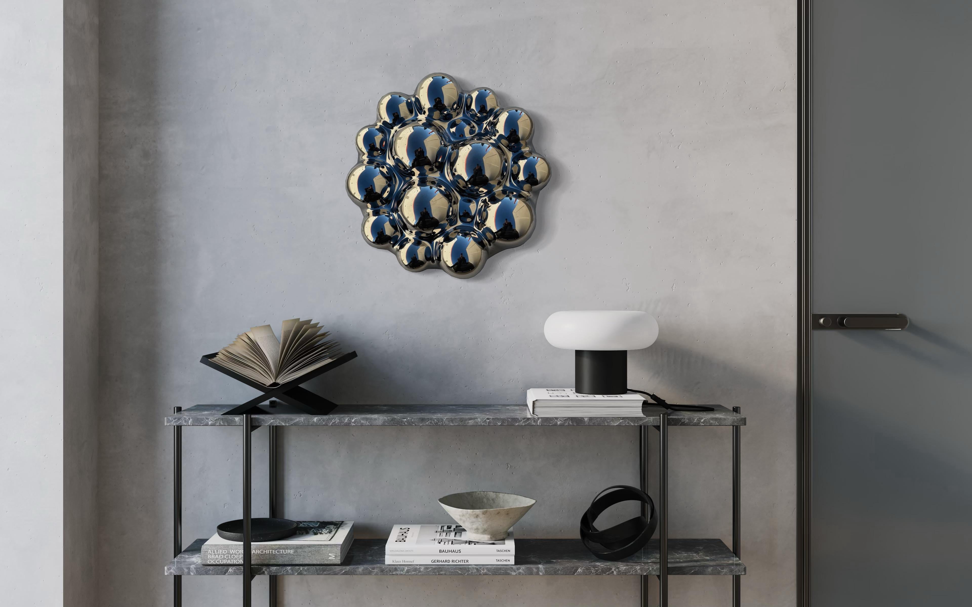 Zeitgenössische Wandskulptur Bubbles Silver (Glas) im Angebot