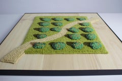 Contemporary Wool Wall Tapestry, Aerial portuguese Landscape with pine frame