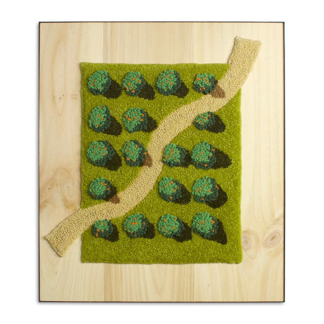 Contemporary Wool Wall Tapestry, Aerial portuguese Landscape with pine frame In New Condition For Sale In Almada, PT