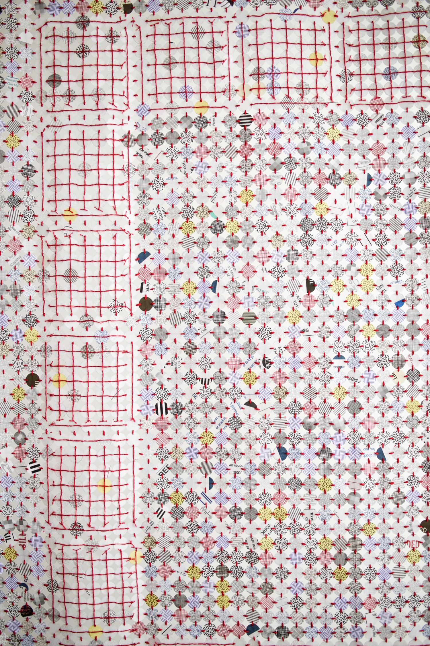 Tapiz de Pared Contemporáneo con Materiales Reutilizados Cosidos a Mano y Tonos Atenuados Textil en venta