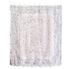 Contemporary Wall Tapestry with Hand-Sewn Repurposed Materials and Muted Tones