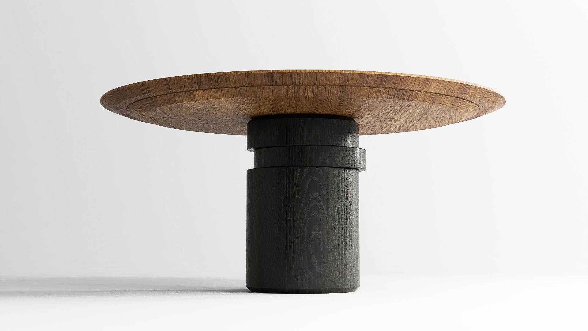Other contemporary walnut and black ash wood dining table M, disc table by barh.design For Sale