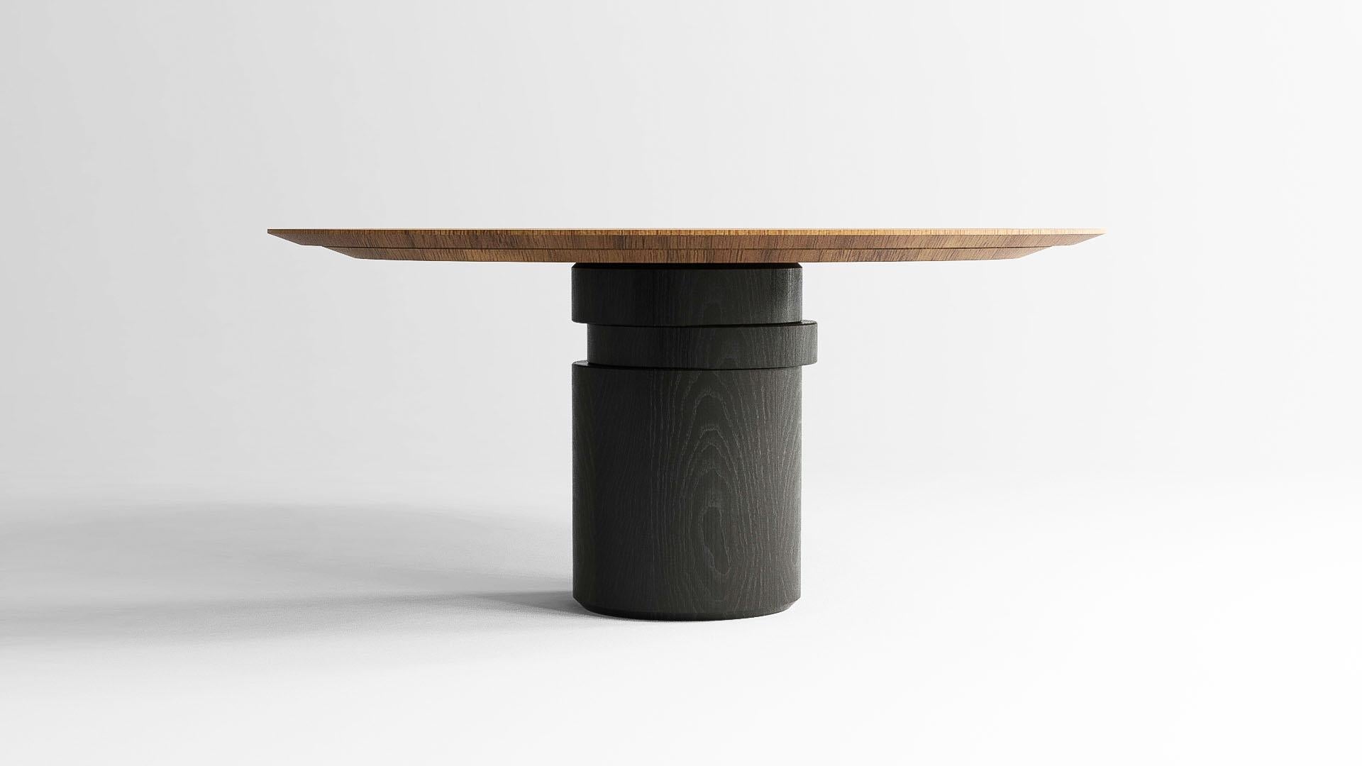 contemporary walnut and black ash wood dining table M, disc table by barh.design In New Condition For Sale In Antwerp, Antwerp
