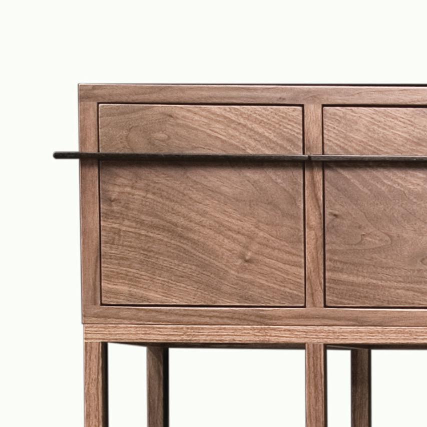 American Contemporary Walnut and Bronze Credenza For Sale