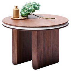 Contemporary Walnut and Marble Sandwich Coffee Table - Coffee Table SMORE