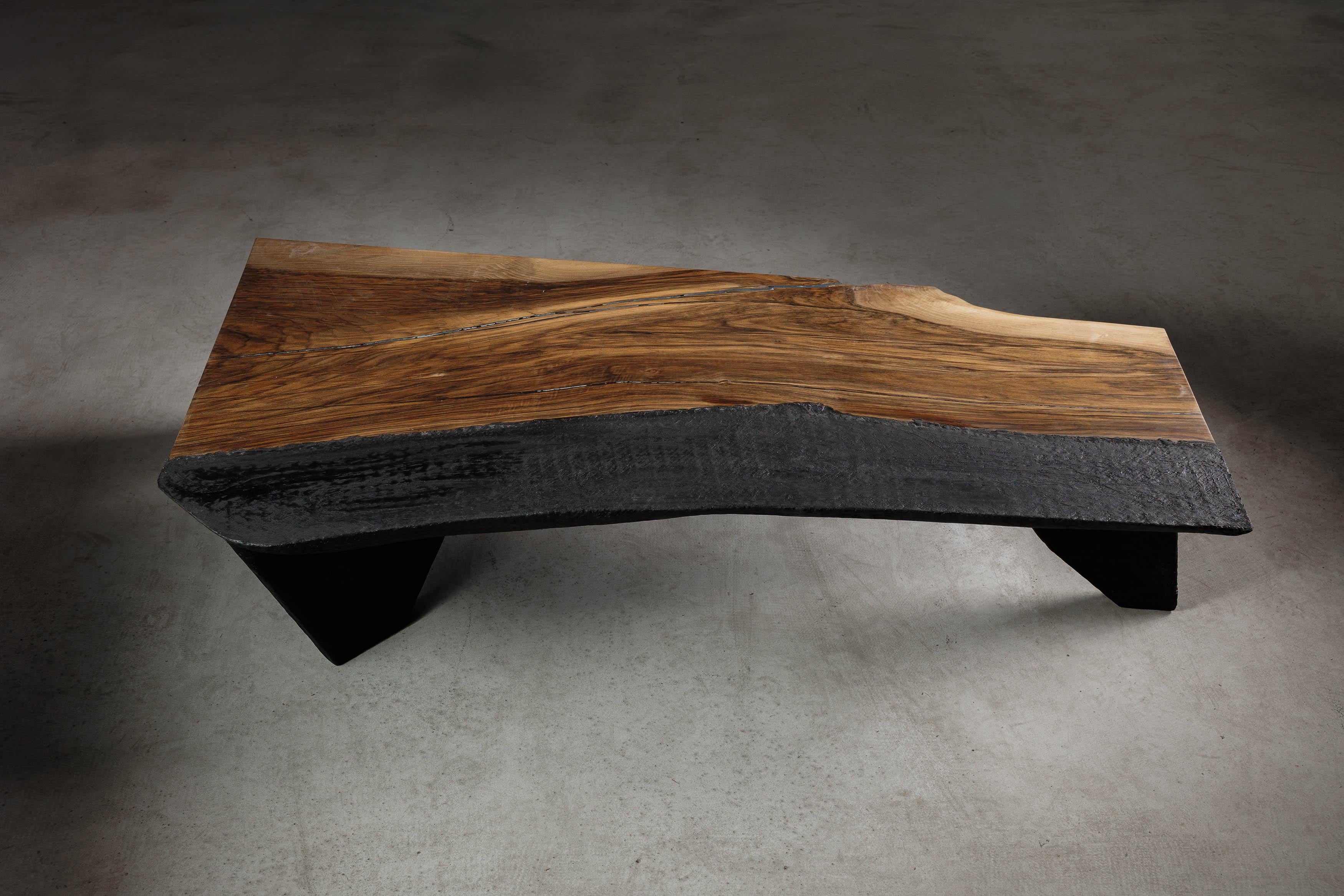 Romanian Contemporary Walnut Brutalist Coffee Table by Eero Moss - EM106 For Sale