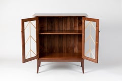 Contemporary Walnut Cabinet with Glass Doors and Butternut Details