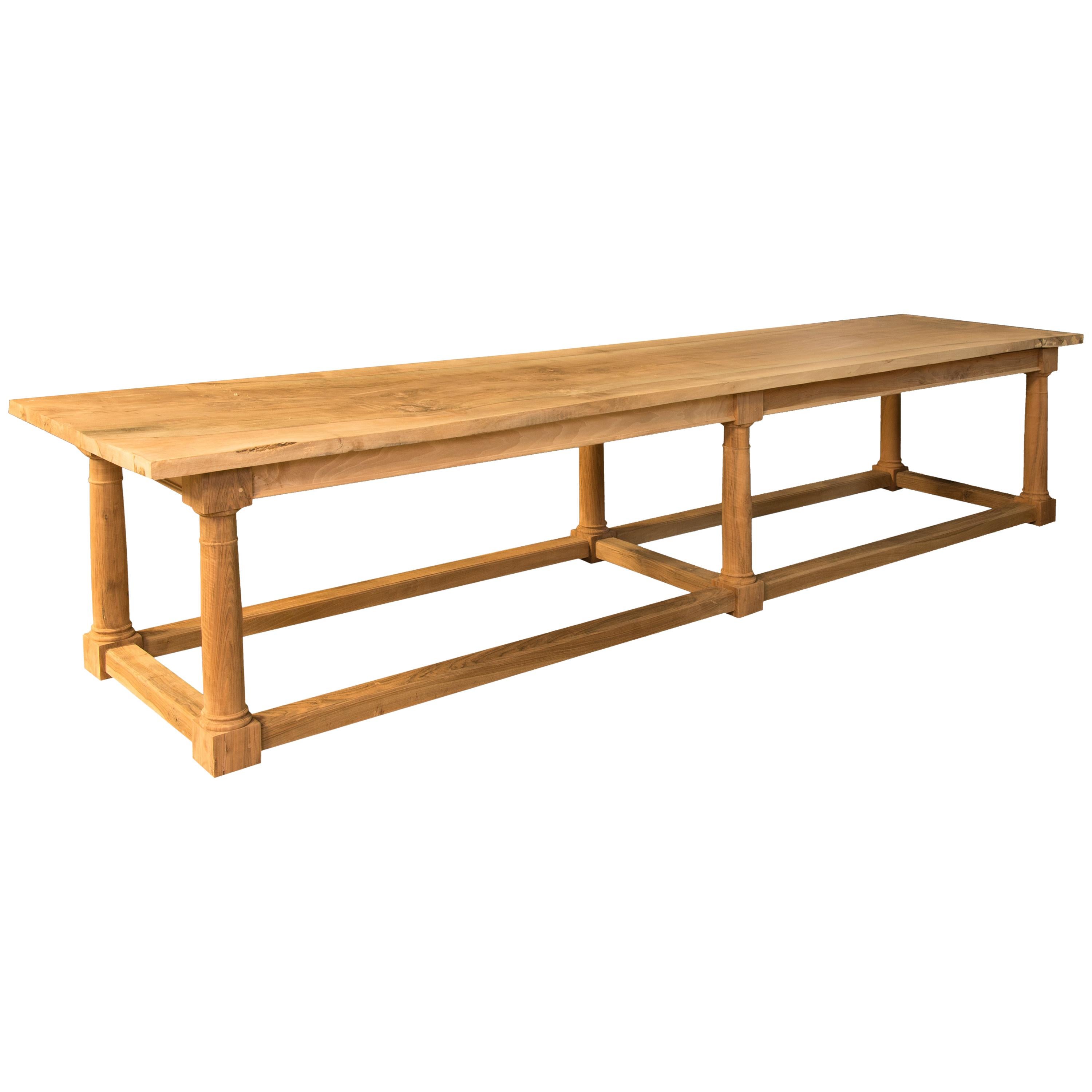 Contemporary walnut refectory table, after English Models. For Sale