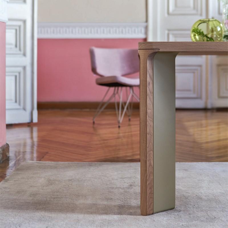 European Contemporary Walnut Dining Table, Pink Lacquered Legs For Sale