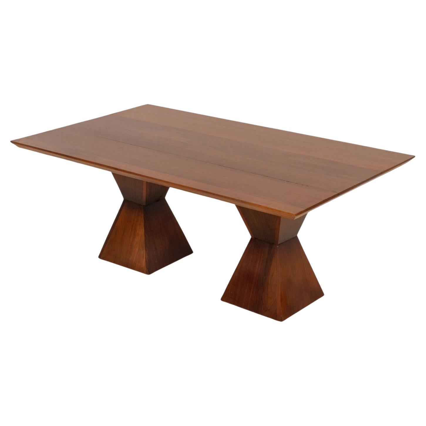 Contemporary Walnut Double Pedestal Dining Table