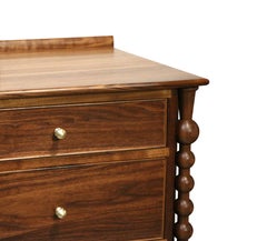 Contemporary Walnut Dresser With Sculpted Left Leg & Brass Hardware
