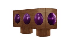 Buffet contemporain en noyer Style Space-Age avec détails brillants Nova