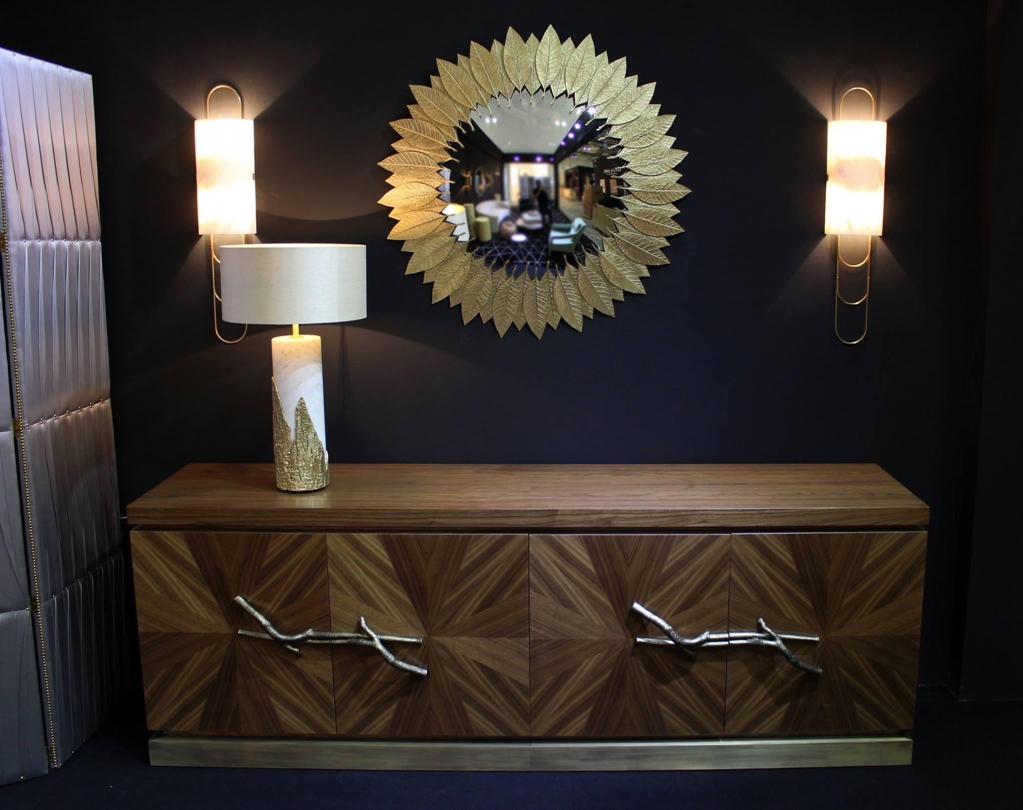 Contemporary Walnut Sideboard with Cast Brass Handles For Sale 2