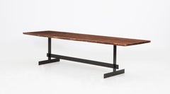 Contemporary Walnut Top and Metal Base Table by Johannes Hock 'H'
