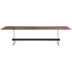 Contemporary Walnut Top and Metal Base Table by Johannes Hock 'k'