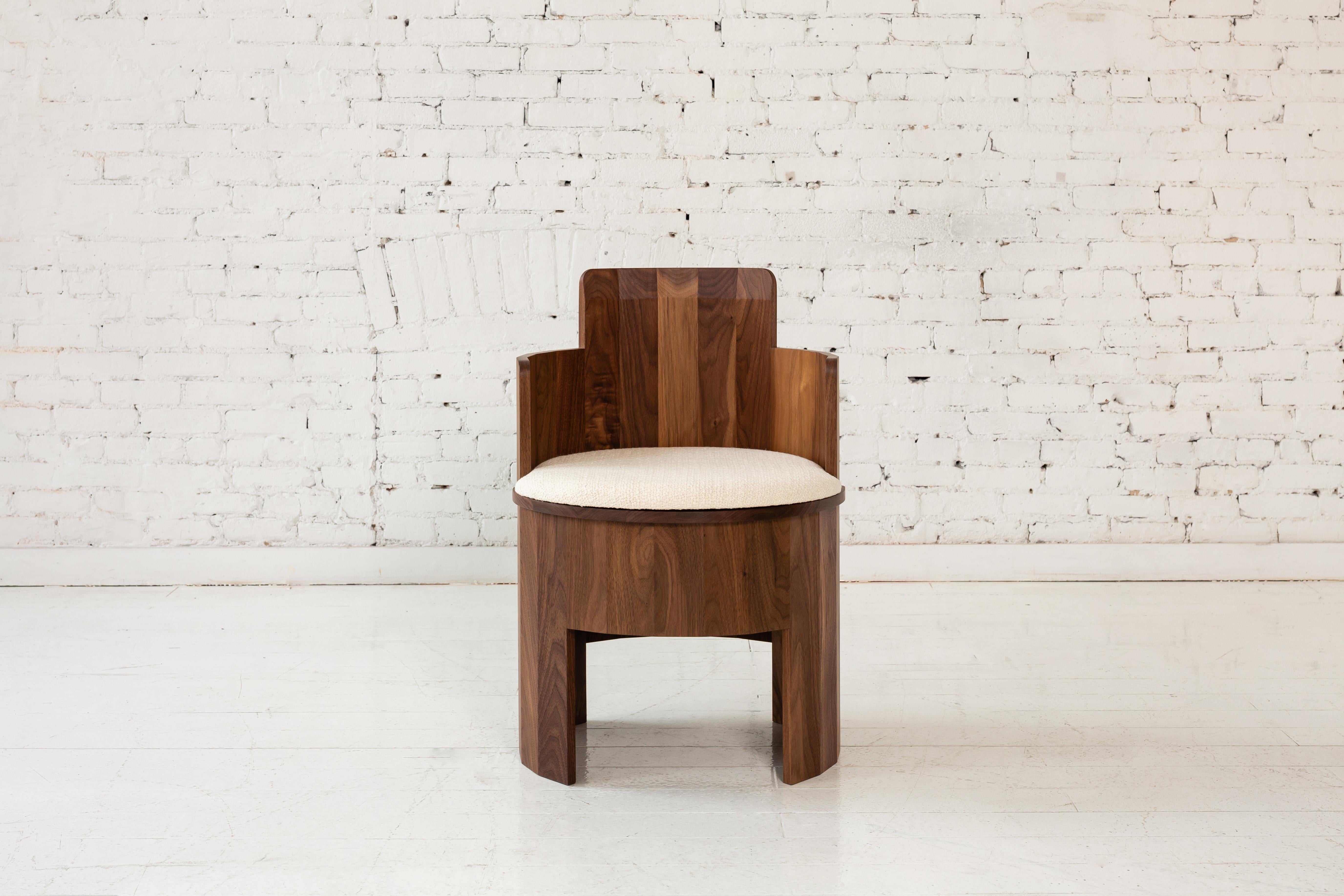 American Contemporary Walnut Wood Cooperage Chair by Fort Standard, in Stock For Sale