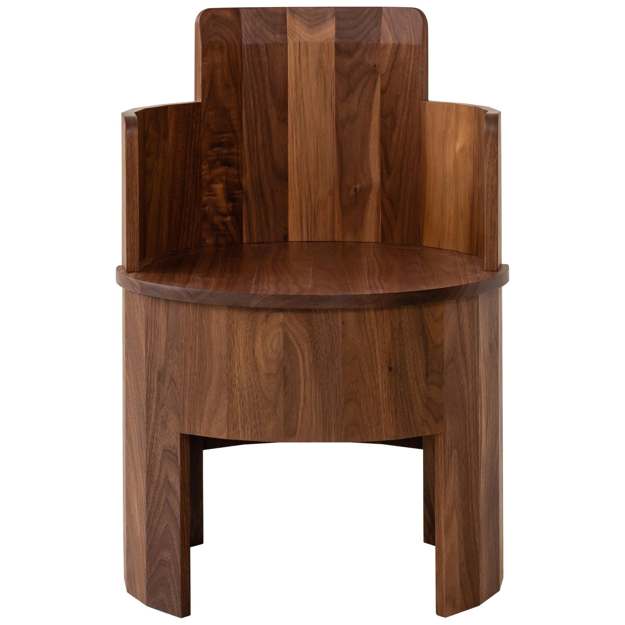 Contemporary Walnut Wood Cooperage Chair by Fort Standard, in Stock For Sale