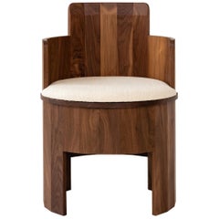 Contemporary Walnut Wood Upholstered Cooperage Chair by Fort Standard