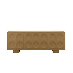 Mid-century Customizable Wood Sideboard Brown Matte Lacquer, 2 Doors & 2 Drawers