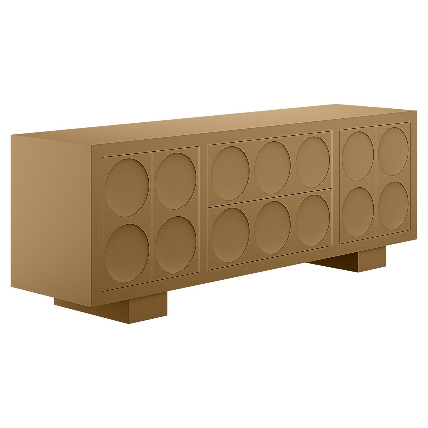 Mid-century Customizable Wood Sideboard Brown Mattlack, 2 Türen & 2 Schubladen im Angebot