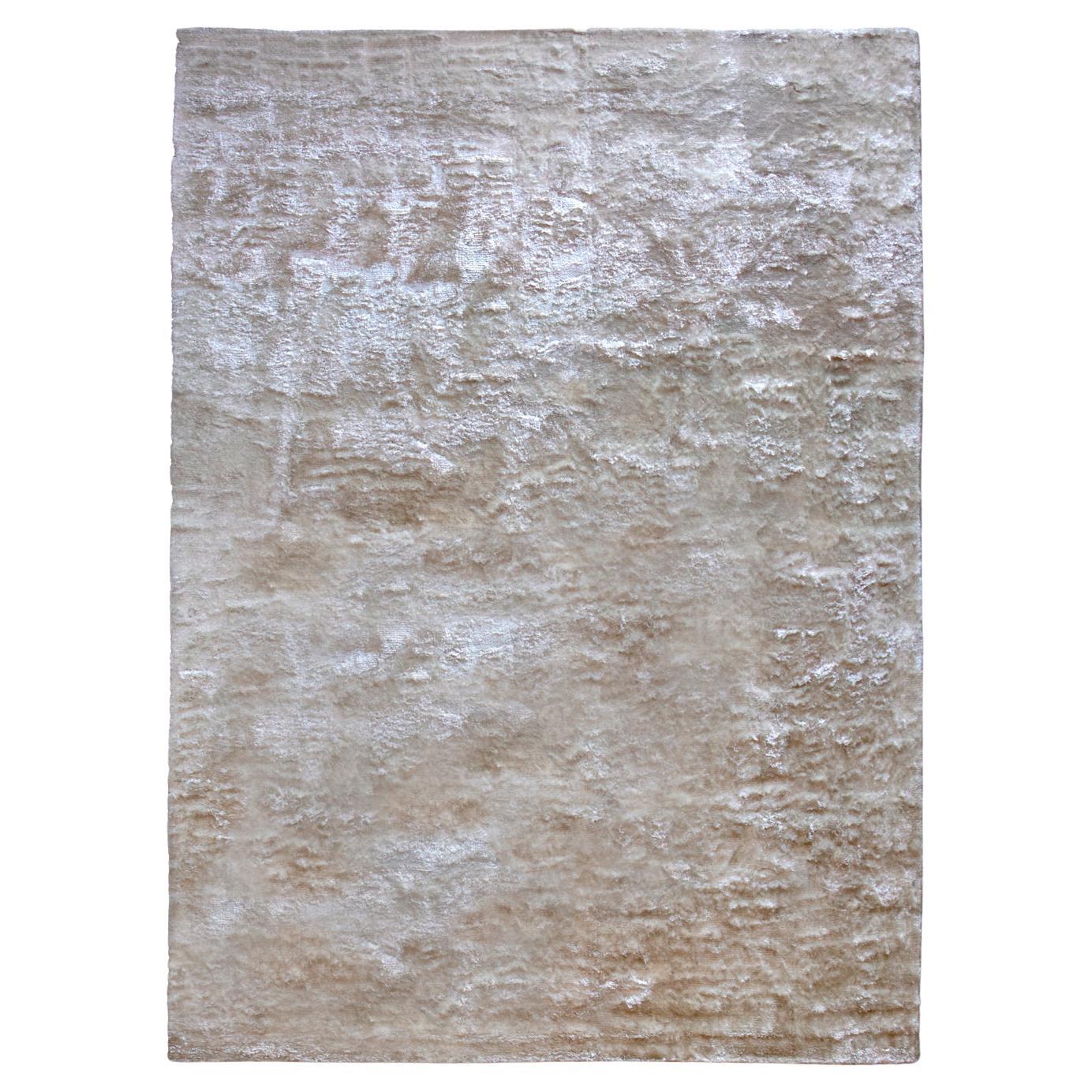 Tapis contemporain Warm Whitre en soie douce et brillante par Deanna Comellini 300 x 400 cm