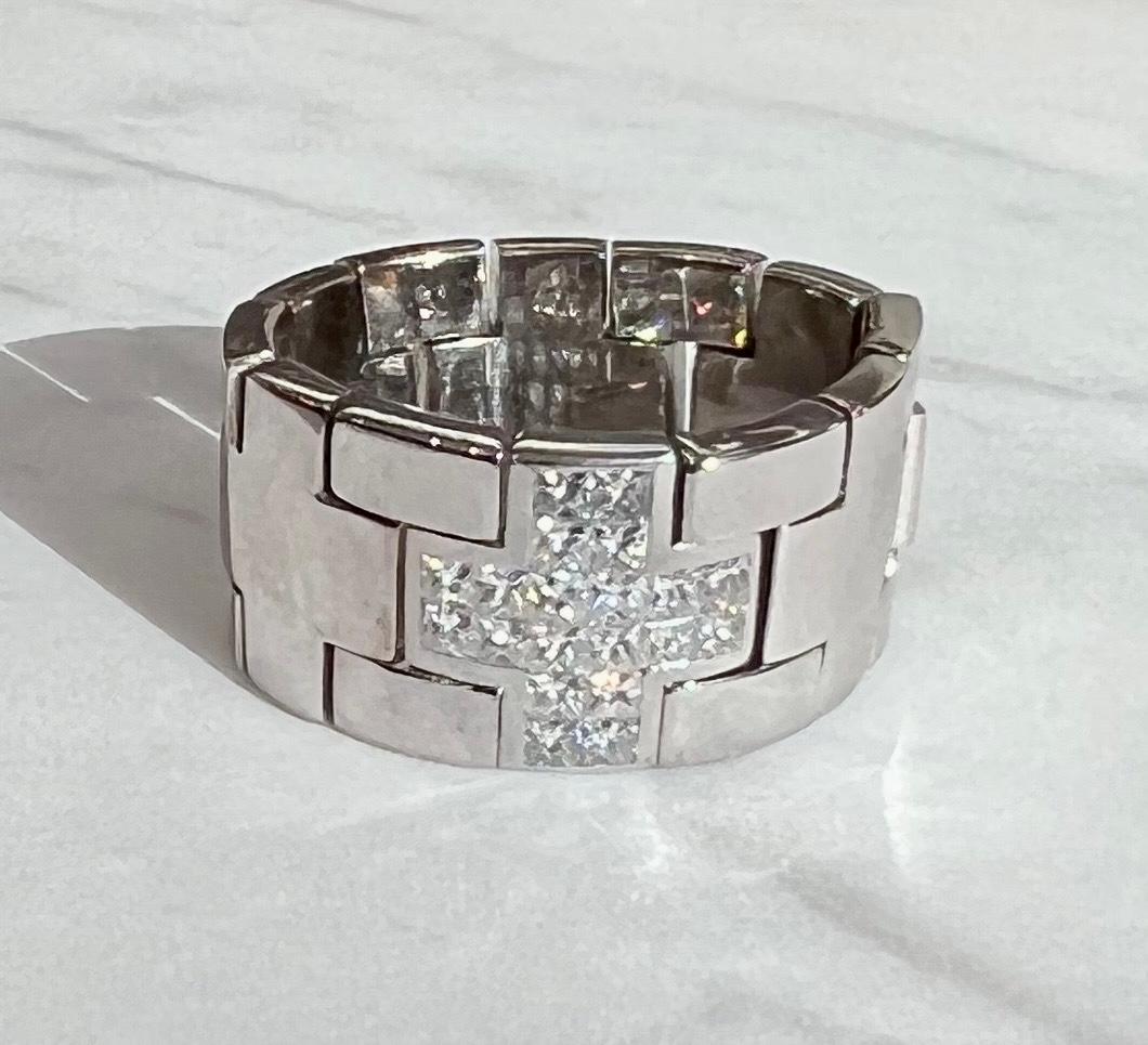 Contemporary Watch band Style Diamond Ring in 18K White Gold  For Sale 2