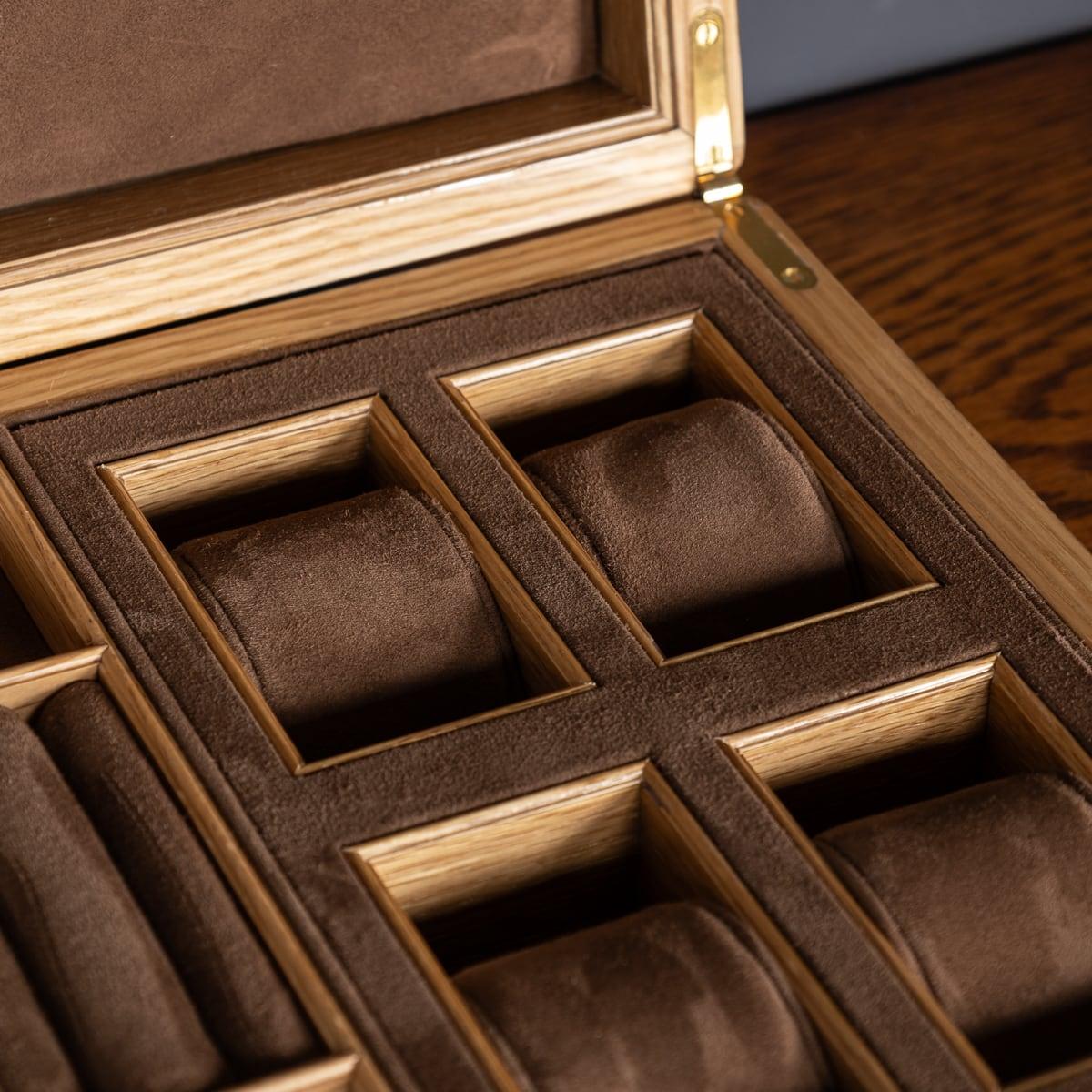 Contemporary Watch & Jewellery Box Made In Pollard Oak For Sale 9