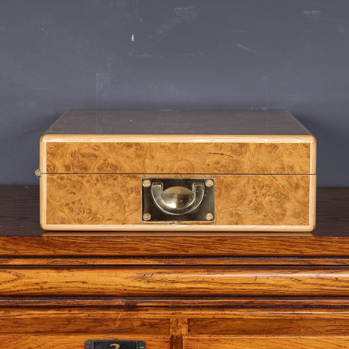 Brass Contemporary Watch & Jewellery Box Made In Pollard Oak For Sale