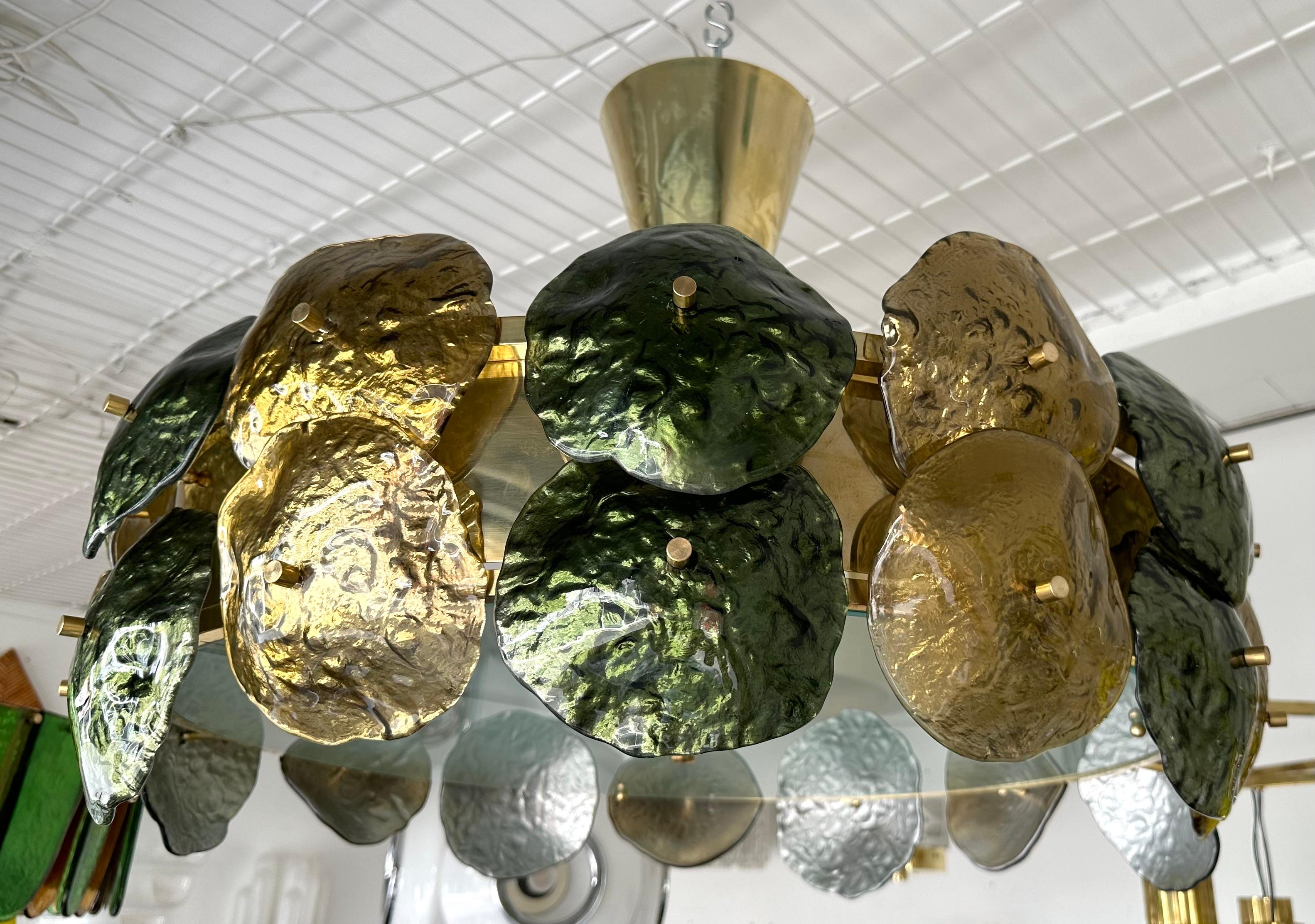 Lampadario Ninfea Contemporary Ottone e Vetro di Murano , Italia in vendita 5