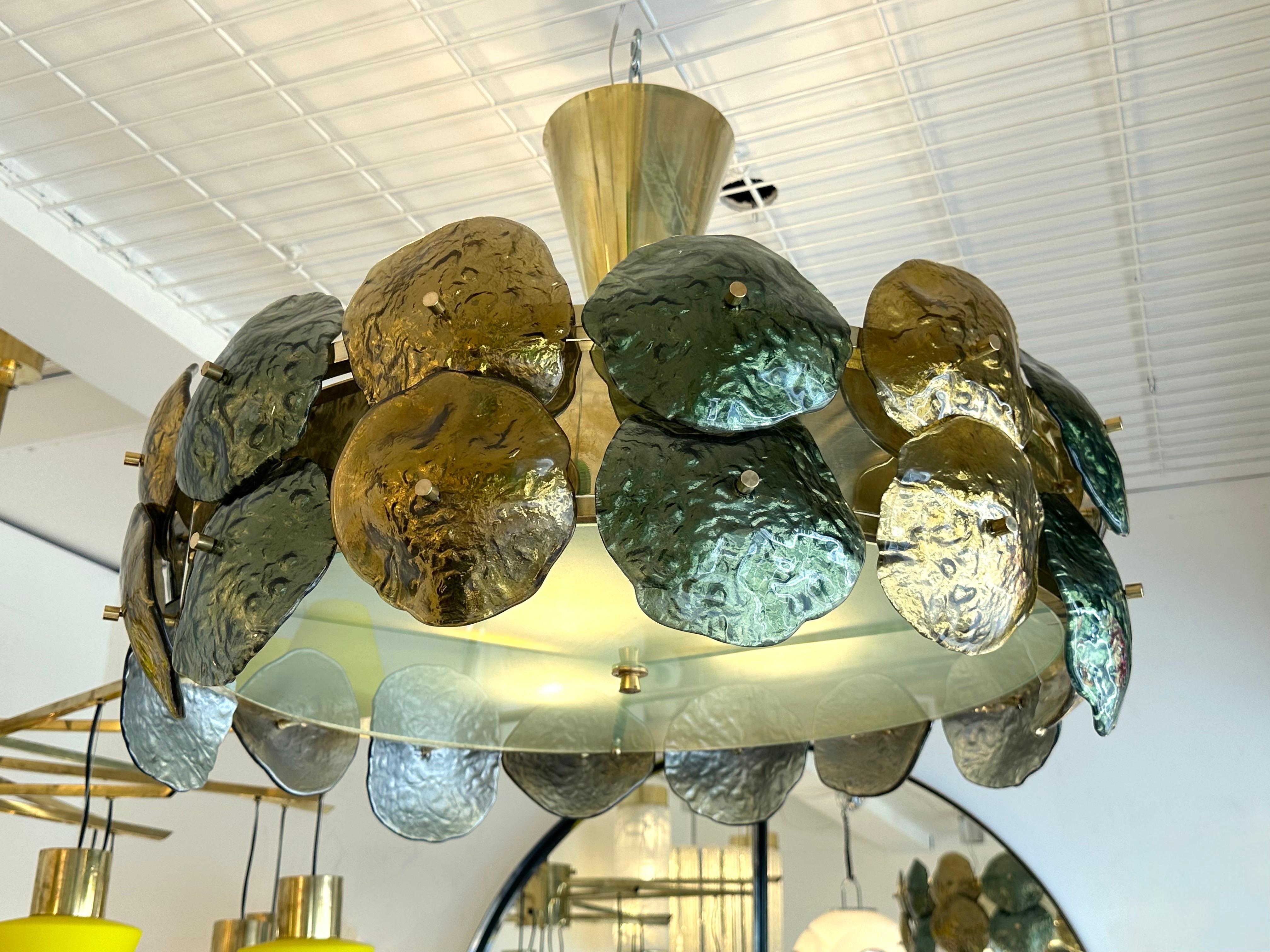 Lampadario Ninfea Contemporary Ottone e Vetro di Murano , Italia in vendita 6