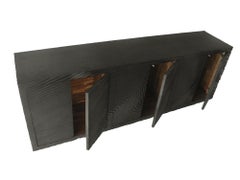 Contemporary Wave Credenza – Sculpted Sideboard, Dining Buffet, 86"
