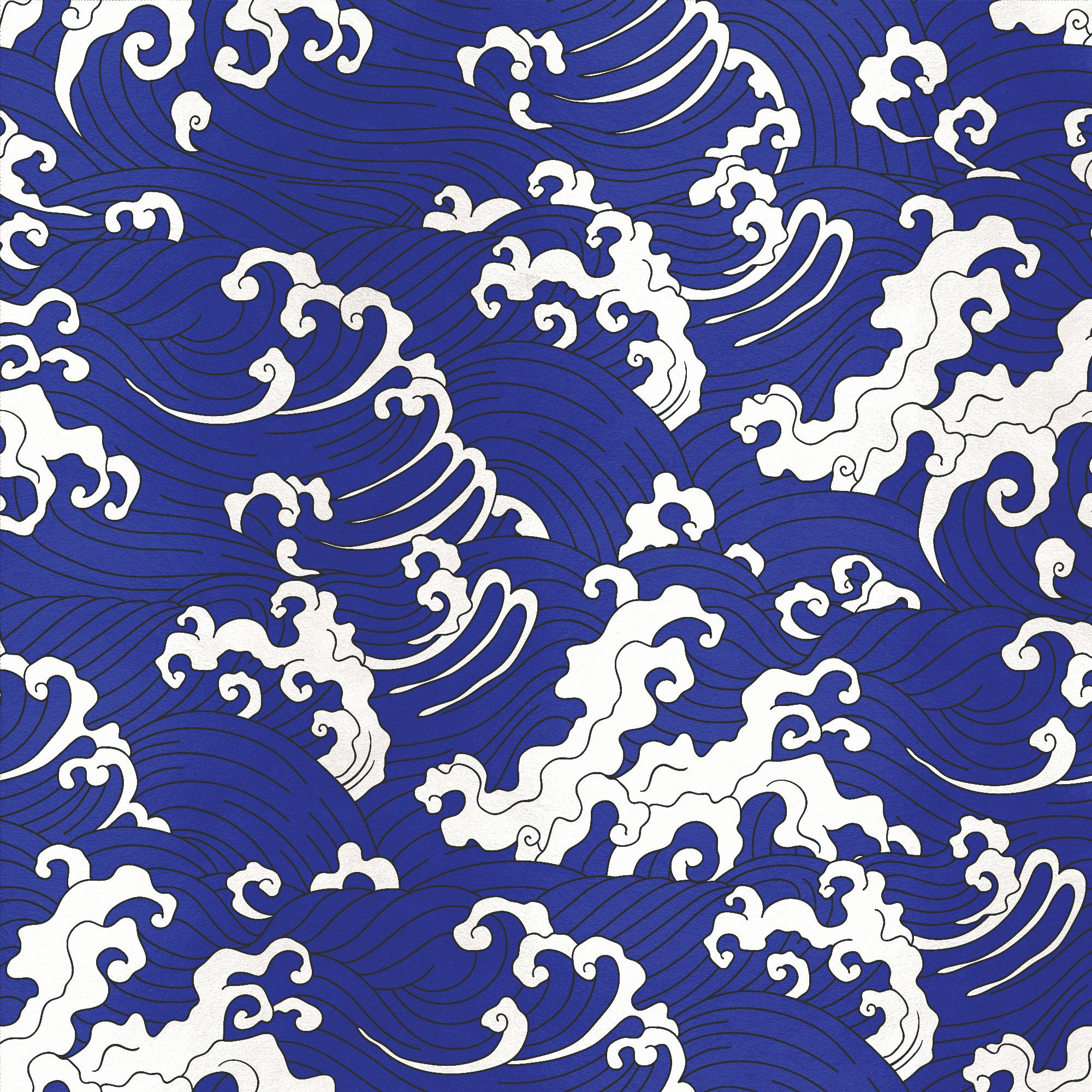 Italian Contemporary Waves Silk Panel For Sale