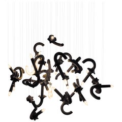 Contemporary "Wersailles Carbone Déconstruit" Chandelier in Handmade Limoges Por