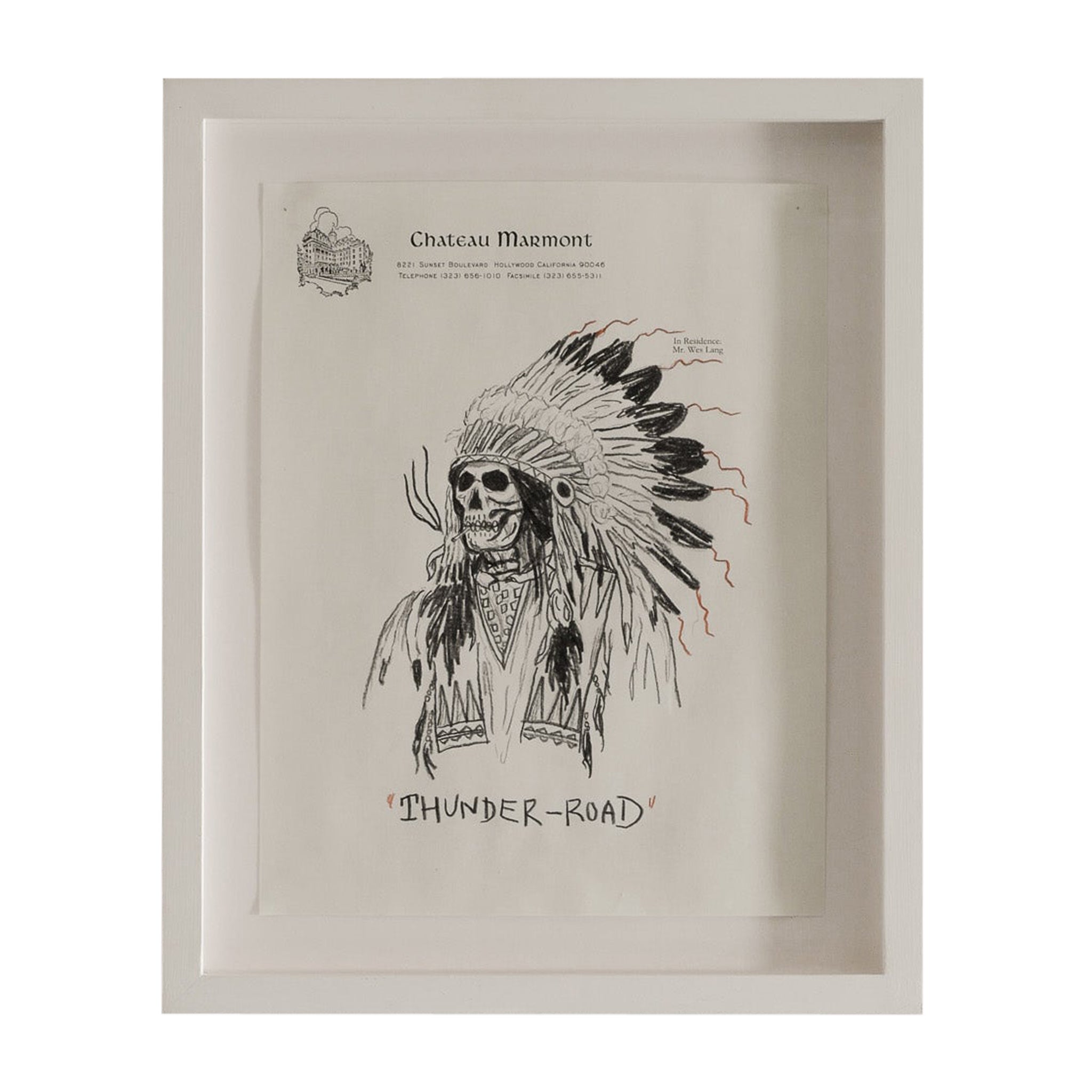 Contemporary Wes Lang Ink on Paper Artwork "Tunder-Road" Chateau Marmont, 2012
