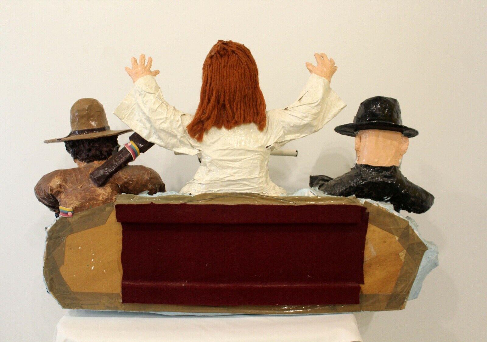 Contemporary Whimsical Mike Leaf The Messiah, Bob Dylan & The Rebbe Paper Mache In Good Condition For Sale In Keego Harbor, MI