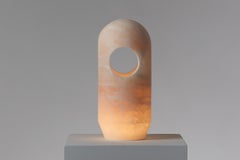 Contemporary White Alabaster Table Lamp Handcrafted Zuloa by J. Linacisoro