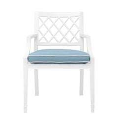 Contemporary White Aluminum Outdoor Dining Chair Paladium with Sunbrella Cushion